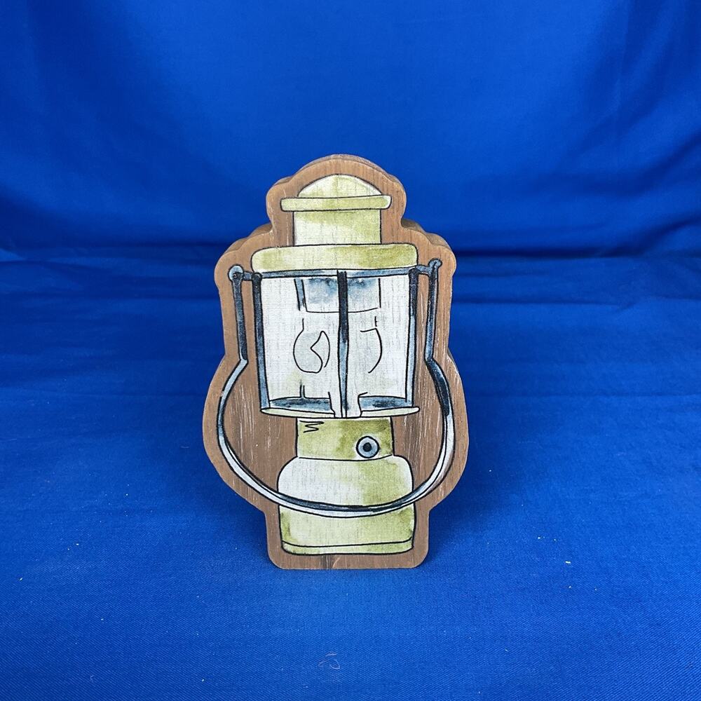 Vintage Lantern Shaped Wooden Block Sign Rustic Cabin Camping RV Camper Decor